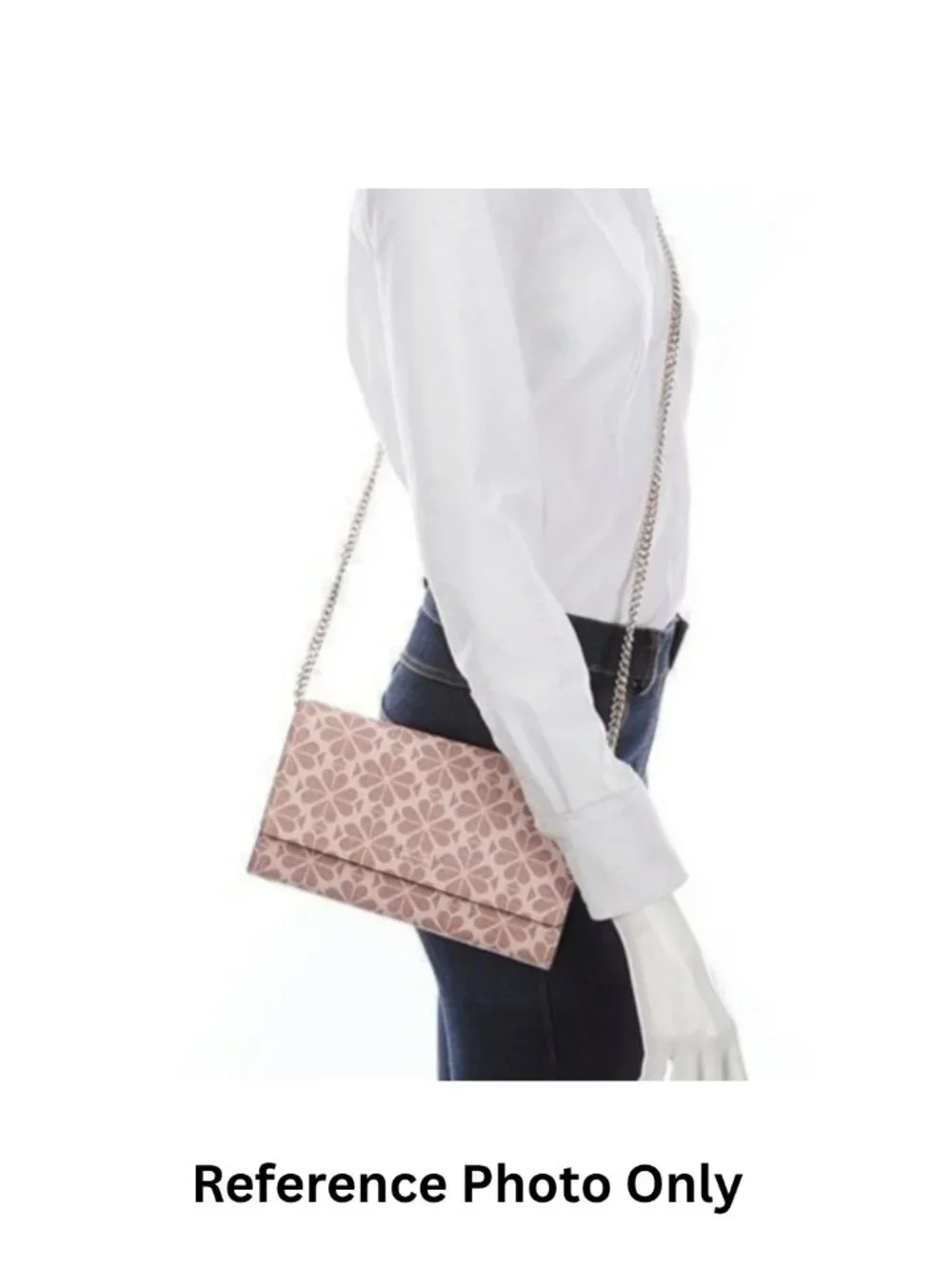 Kate Spade Flower Coated Canvas Chain Clutch with Chain Strap - Like New